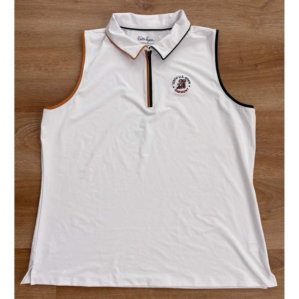 NWOT Women's Walter Hagen 125th US Open Oakmont Sleeveless Polo - Large - White